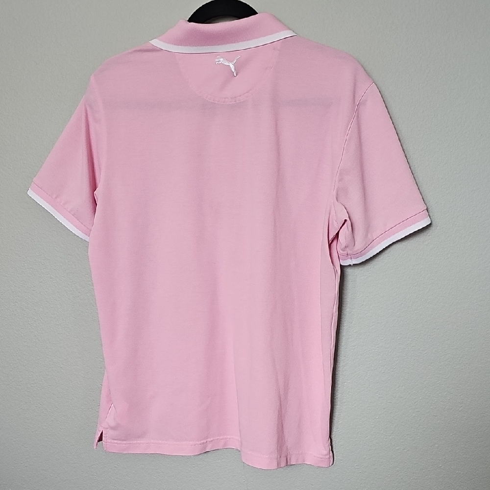 Puma Pink Men's Golf Polo Arnold Palmer invitational Signature Tipped Medium - Picture 8 of 9